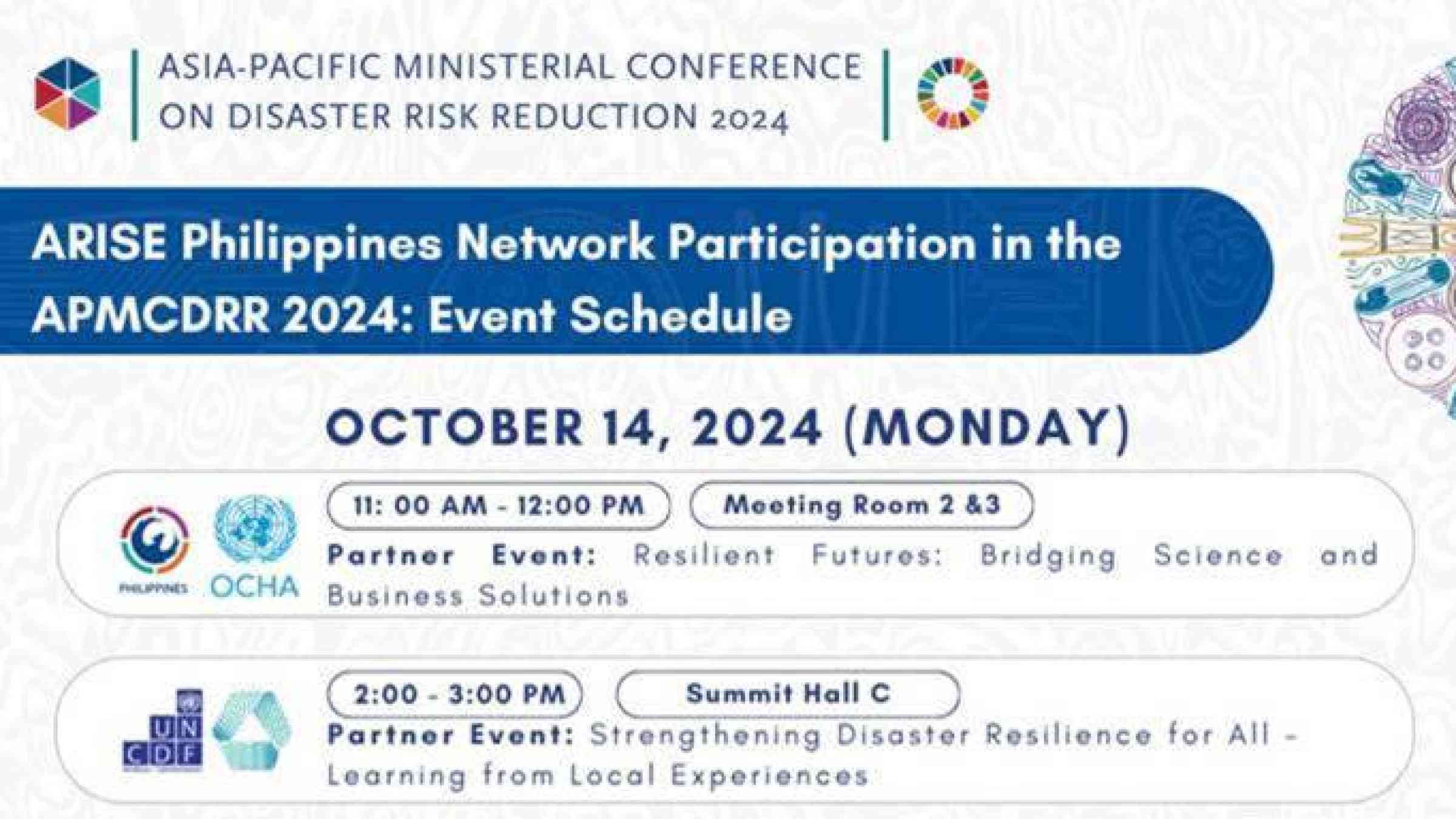 ARISE Philippines at APMCDRR schedule 