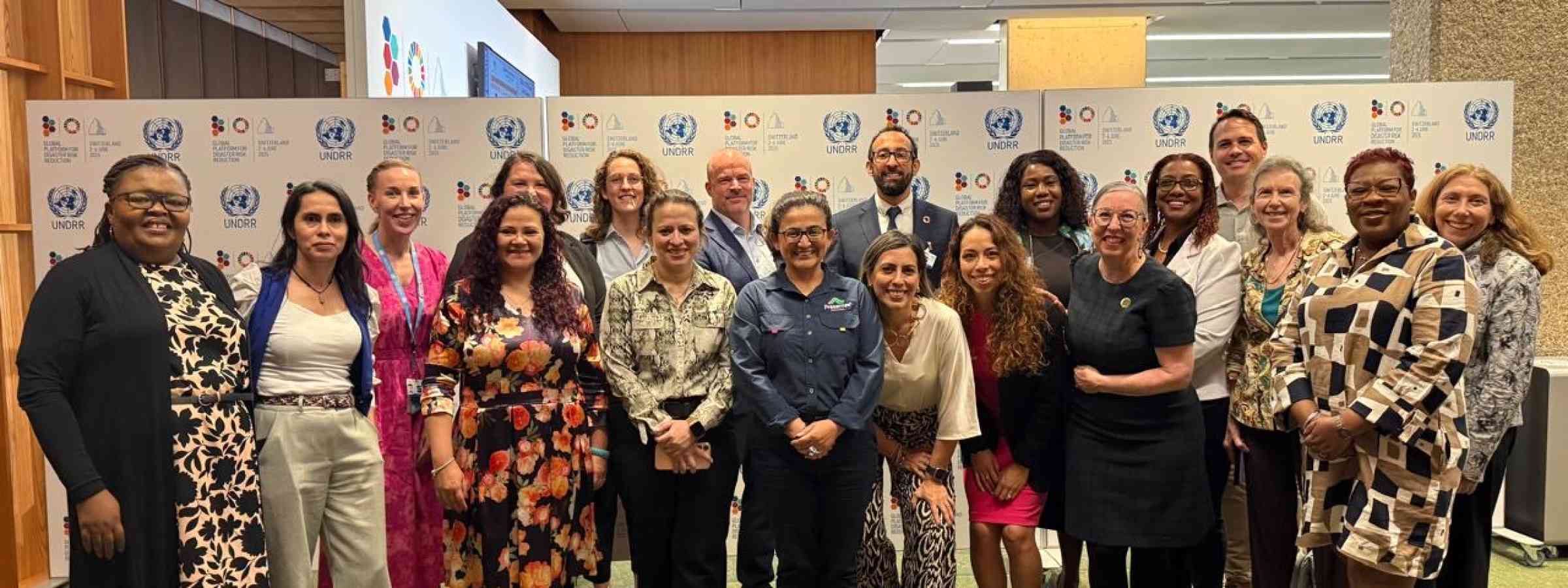 ARISE network representatives at GP25 ARISE network representatives gathered for a group photo at the Global Platform for Disaster Risk Reduction 2025 (GP2025)